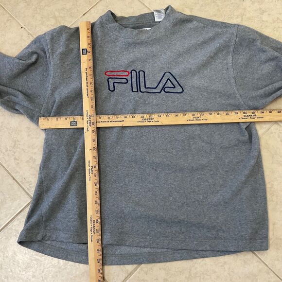 FILA Spell Out Fleece Sweatshirt Embroidered Logo Grey Men’s Size XXL - Picture 4 of 14